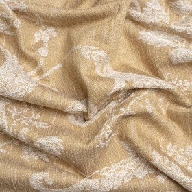 Polyester and Cotton Jacquard – Gold Scrolls and Leaves – British Imported Polyester and Cotton Jacquard – Gold Scrolls and Leaves – British Imported