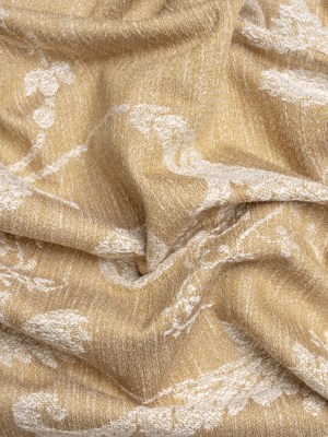 Polyester and Cotton Jacquard – Gold Scrolls and Leaves – British Imported Polyester and Cotton Jacquard – Gold Scrolls and Leaves – British Imported