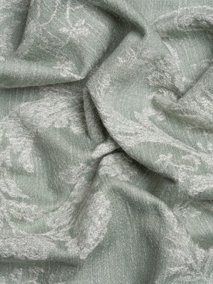 Polyester and Cotton Jacquard – Gray Green Scrolls and Leaves – British Imported Polyester and Cotton Jacquard – Gray Green Scrolls and Leaves – British Imported