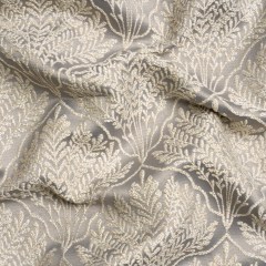 Metallic Drapery Jacquard – Dove Leafy Fans – British Imported Metallic Drapery Jacquard – Dove Leafy Fans – British Imported