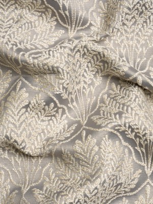 Metallic Drapery Jacquard – Dove Leafy Fans – British Imported Metallic Drapery Jacquard – Dove Leafy Fans – British Imported