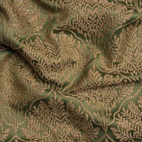 Metallic Drapery Jacquard – Olive Leafy Fans – British Imported Metallic Drapery Jacquard – Olive Leafy Fans – British Imported