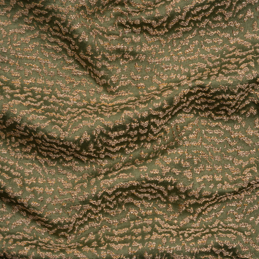 Metallic Drapery Jacquard – Olive Mottled – British Imported Metallic Drapery Jacquard – Olive Mottled – British Imported