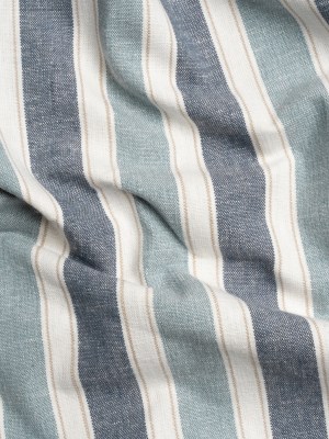 Slubbed Cotton Blend Woven – Denim Wide Stripes – British Imported Slubbed Cotton Blend Woven – Denim Wide Stripes – British Imported