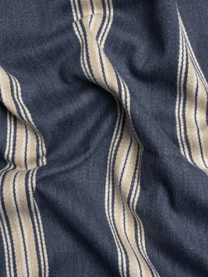 Cotton and Polyester Drapery Twill – Indigo Striped – British Imported Cotton and Polyester Drapery Twill – Indigo Striped – British Imported