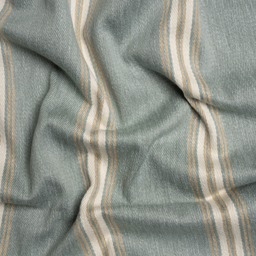 Cotton and Polyester Drapery Twill – Seafoam Striped – British Imported Cotton and Polyester Drapery Twill – Seafoam Striped – British Imported