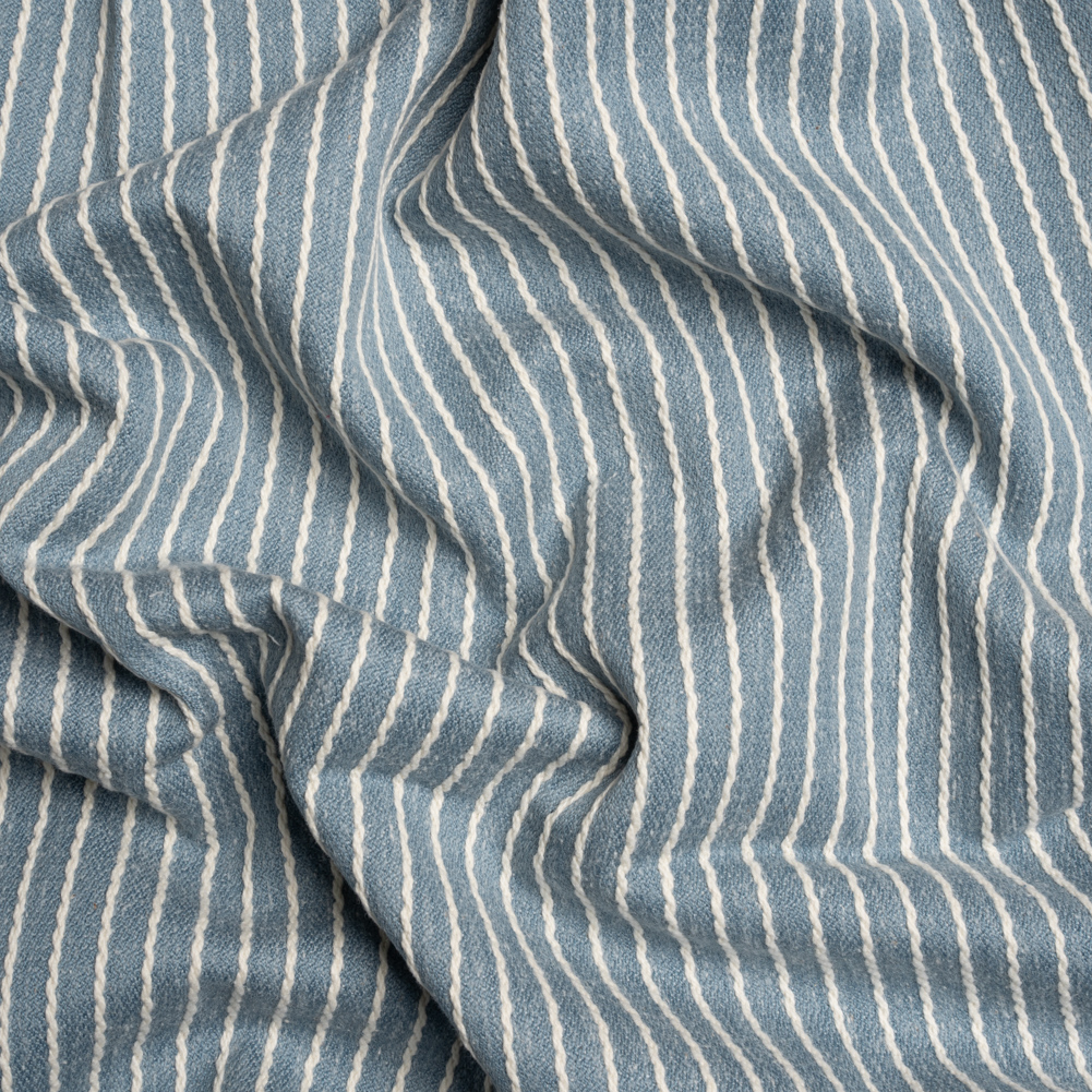 Cotton and Polyester Woven – Denim Tactile Chalk Stripes – British Imported Cotton and Polyester Woven – Denim Tactile Chalk Stripes – British Imported