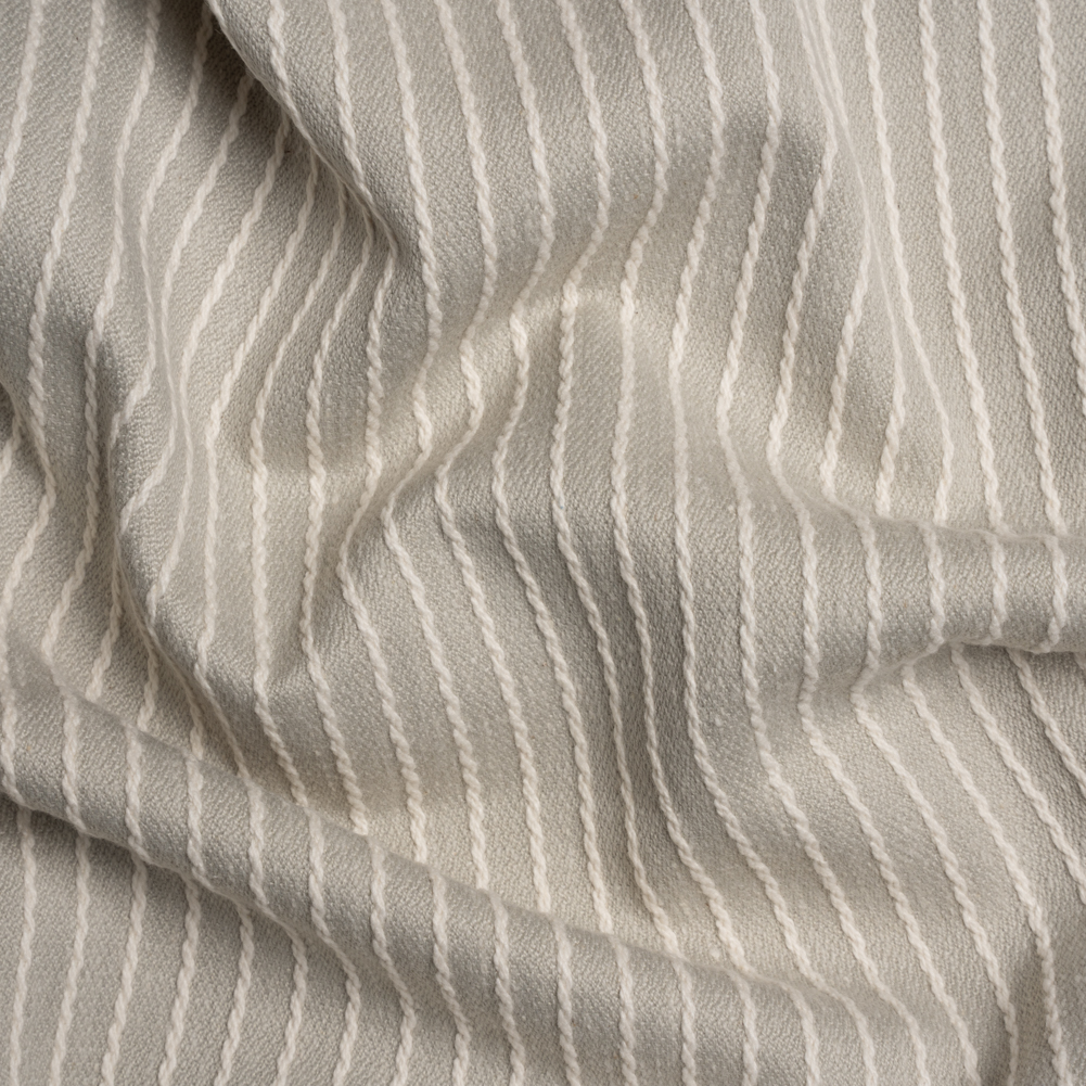 Cotton and Polyester Woven – Dove Tactile Chalk Stripes – British Imported Cotton and Polyester Woven – Dove Tactile Chalk Stripes – British Imported