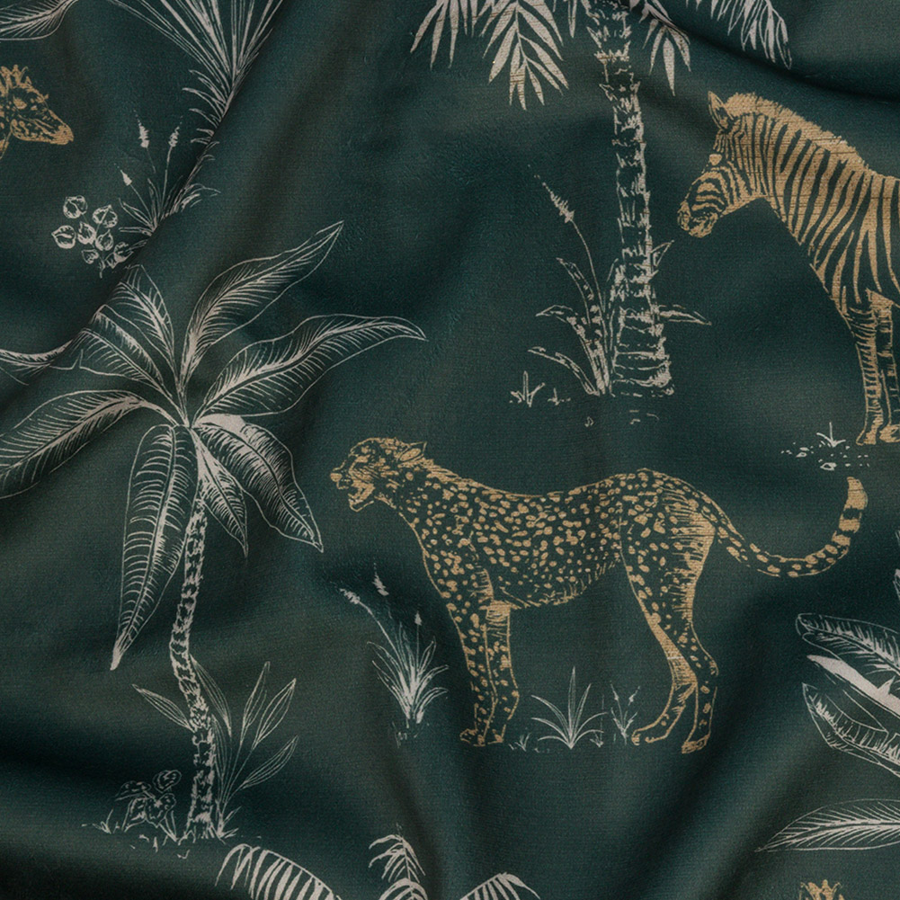 Printed Polyester Velvet – Fern Savannah Scene – British Imported Printed Polyester Velvet – Fern Savannah Scene – British Imported