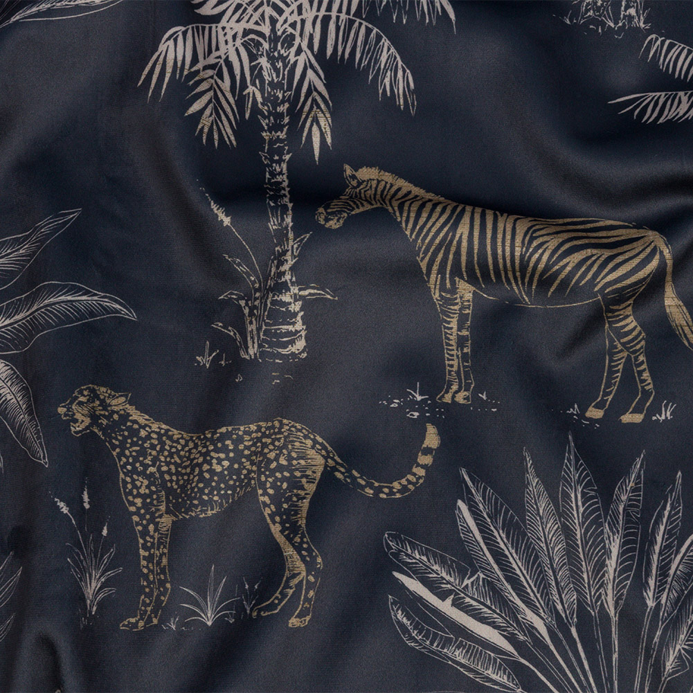 Printed Polyester Velvet – Midnight Savannah Scene – British Imported Printed Polyester Velvet – Midnight Savannah Scene – British Imported