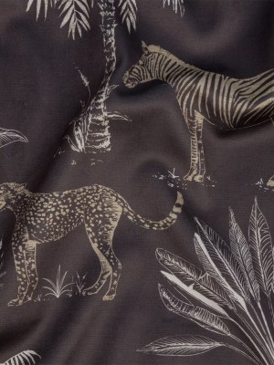 Printed Polyester Velvet – Slate Savannah Scene – British Imported Printed Polyester Velvet – Slate Savannah Scene – British Imported