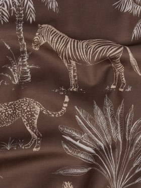 Printed Polyester Velvet – Truffle Savannah Scene – British Imported Printed Polyester Velvet – Truffle Savannah Scene – British Imported