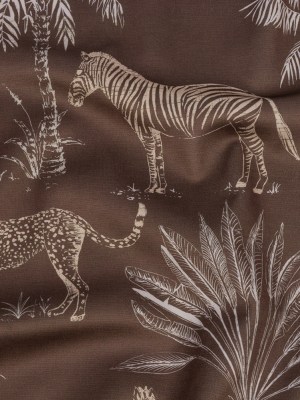Printed Polyester Velvet – Truffle Savannah Scene – British Imported Printed Polyester Velvet – Truffle Savannah Scene – British Imported
