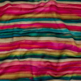 Printed Polyester Velvet – Rainbow Painterly Stripes – British Imported Printed Polyester Velvet – Rainbow Painterly Stripes – British Imported