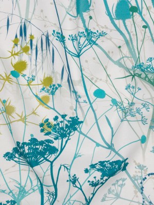 Cotton Canvas Print – Verdigris Wildflower Branches – British Imported Cotton Canvas Print – Verdigris Wildflower Branches – British Imported