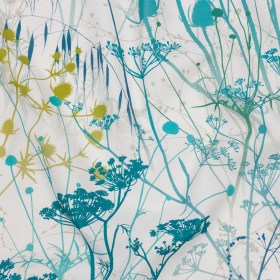 Cotton Canvas Print – Verdigris Wildflower Branches – British Imported Cotton Canvas Print – Verdigris Wildflower Branches – British Imported