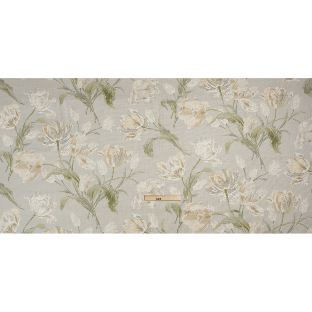 Viscose and Linen Drapery Woven Print – Sage Painting Flowers – British Imported Viscose and Linen Drapery Woven Print – Sage Painting Flowers – British Imported