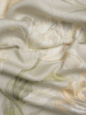 Viscose and Linen Drapery Woven Print – Sage Painting Flowers – British Imported Viscose and Linen Drapery Woven Print – Sage Painting Flowers – British Imported