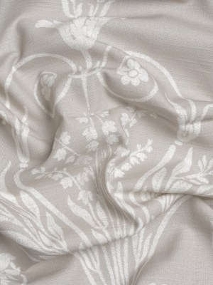 Cotton Canvas Print – Dove Grey Scrolls and Leaves – British Imported Cotton Canvas Print – Dove Grey Scrolls and Leaves – British Imported