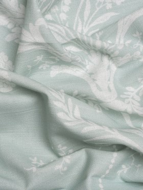 Cotton Canvas Print – Duckegg Scrolls and Leaves – British Imported Cotton Canvas Print – Duckegg Scrolls and Leaves – British Imported