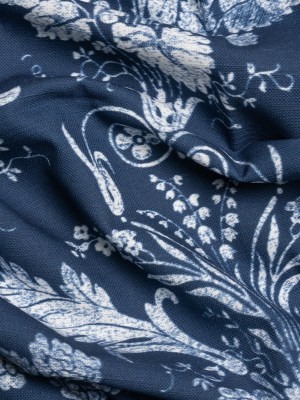 Cotton Canvas Print – Midnight Scrolls and Leaves – British Imported Cotton Canvas Print – Midnight Scrolls and Leaves – British Imported