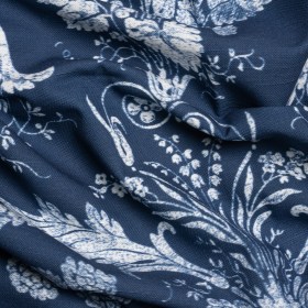 Cotton Canvas Print – Midnight Scrolls and Leaves – British Imported Cotton Canvas Print – Midnight Scrolls and Leaves – British Imported