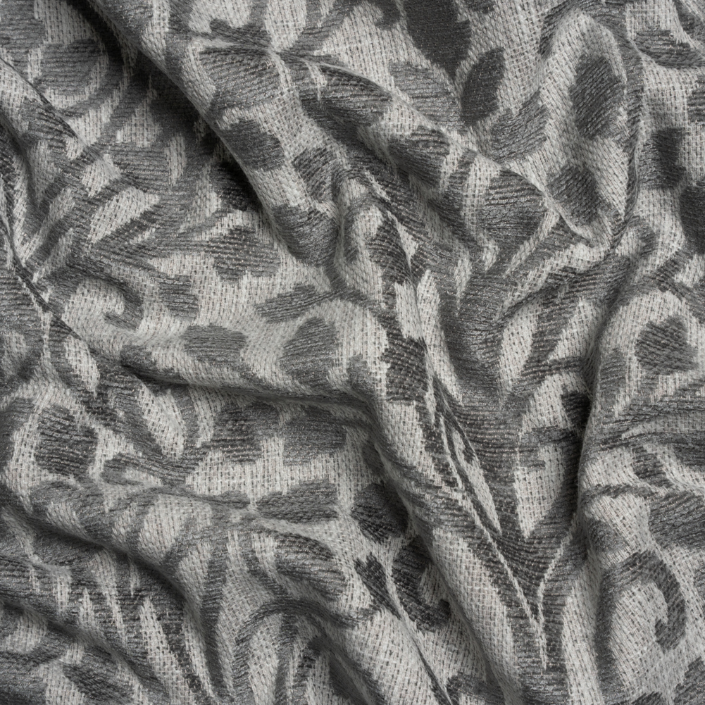Drapery Chenille Jacquard – Silver Leafy Vines – British Imported Drapery Chenille Jacquard – Silver Leafy Vines – British Imported