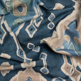 Cotton and Linen Canvas Print – Indigo Painted Diamonds – British Imported Cotton and Linen Canvas Print – Indigo Painted Diamonds – British Imported