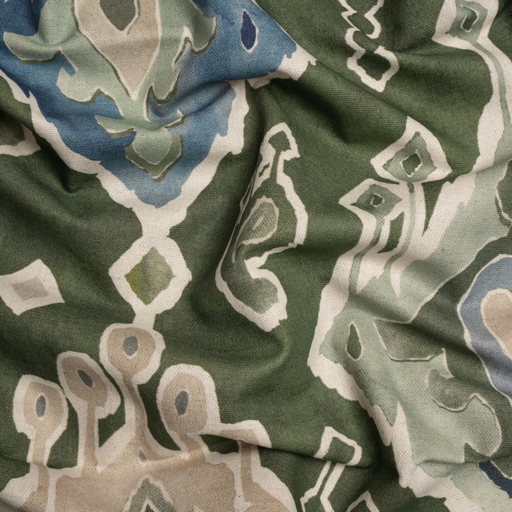 Cotton and Linen Canvas Print – Olive Painted Diamonds – British Imported Cotton and Linen Canvas Print – Olive Painted Diamonds – British Imported