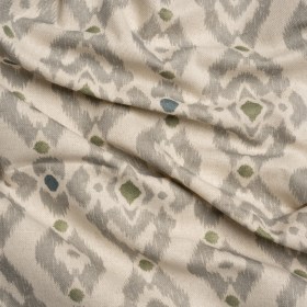 Cotton and Linen Canvas Print – Olive Ikat Geometries – British Imported Cotton and Linen Canvas Print – Olive Ikat Geometries – British Imported
