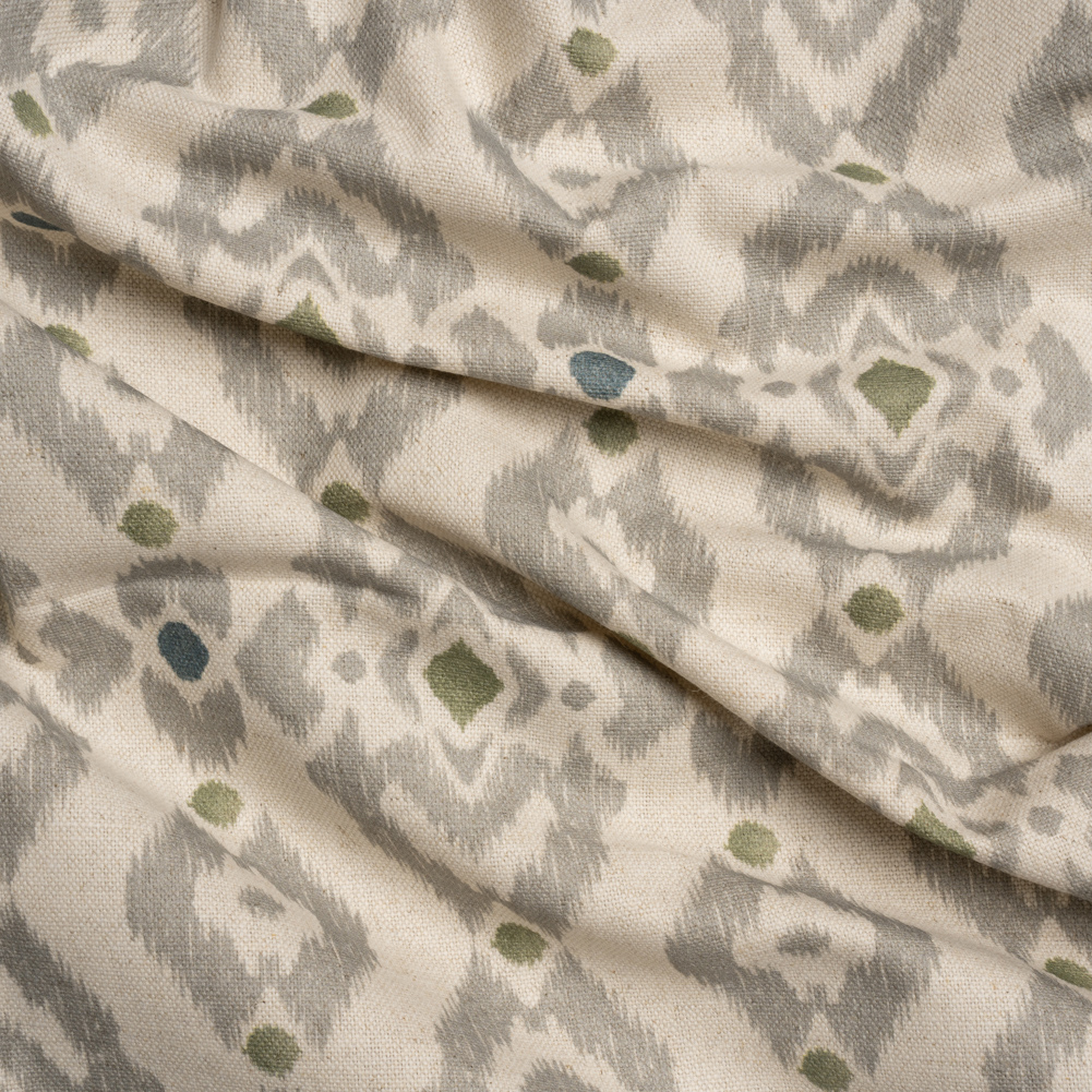 Cotton and Linen Canvas Print – Olive Ikat Geometries – British Imported Cotton and Linen Canvas Print – Olive Ikat Geometries – British Imported