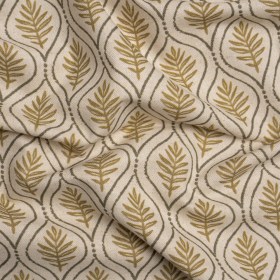 Cotton and Linen Canvas Print – Gold Leaf Motif – British Imported Cotton and Linen Canvas Print – Gold Leaf Motif – British Imported