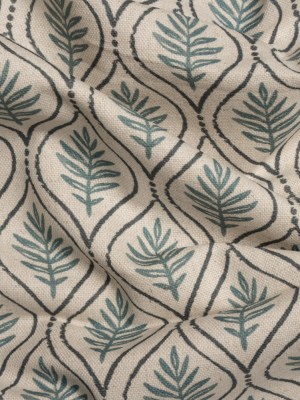 Cotton and Linen Canvas Print – Indigo Leaf Motif – British Imported Cotton and Linen Canvas Print – Indigo Leaf Motif – British Imported