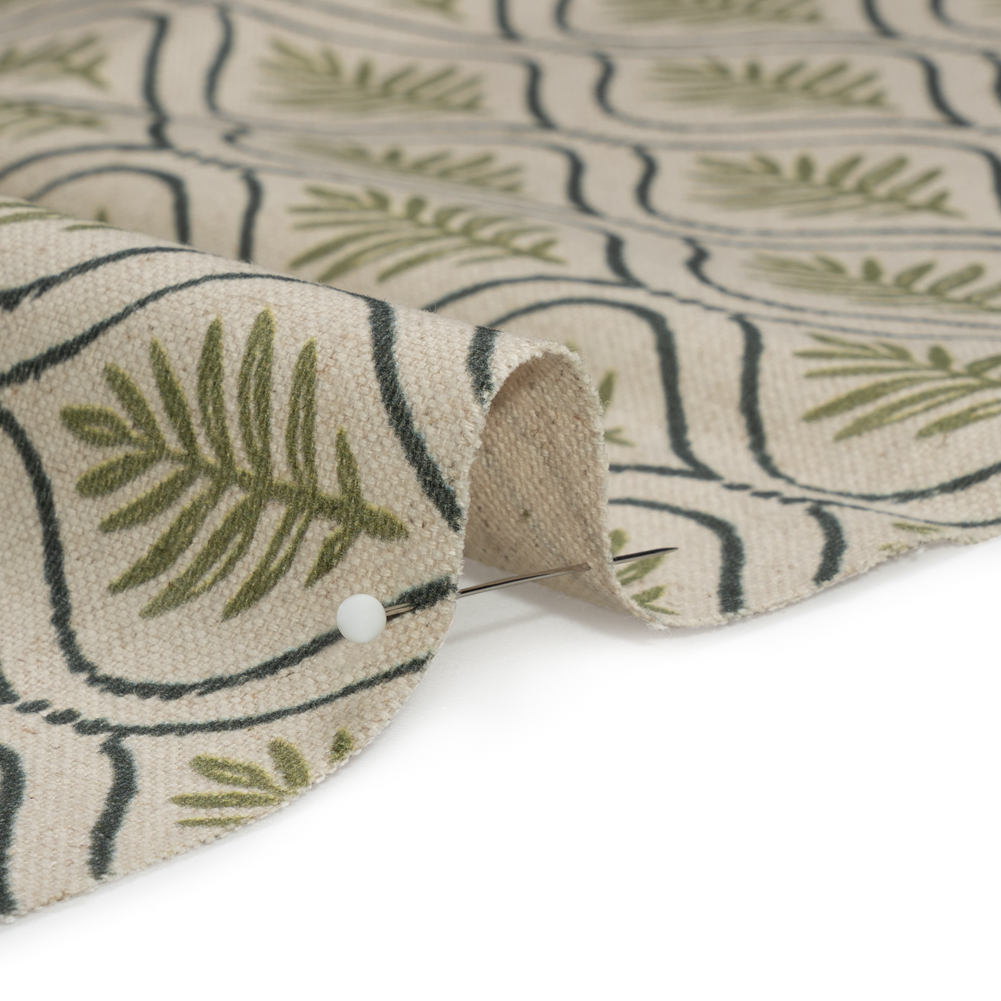 Cotton and Linen Canvas Print – Olive Leaf Motif – British Imported Cotton and Linen Canvas Print – Olive Leaf Motif – British Imported