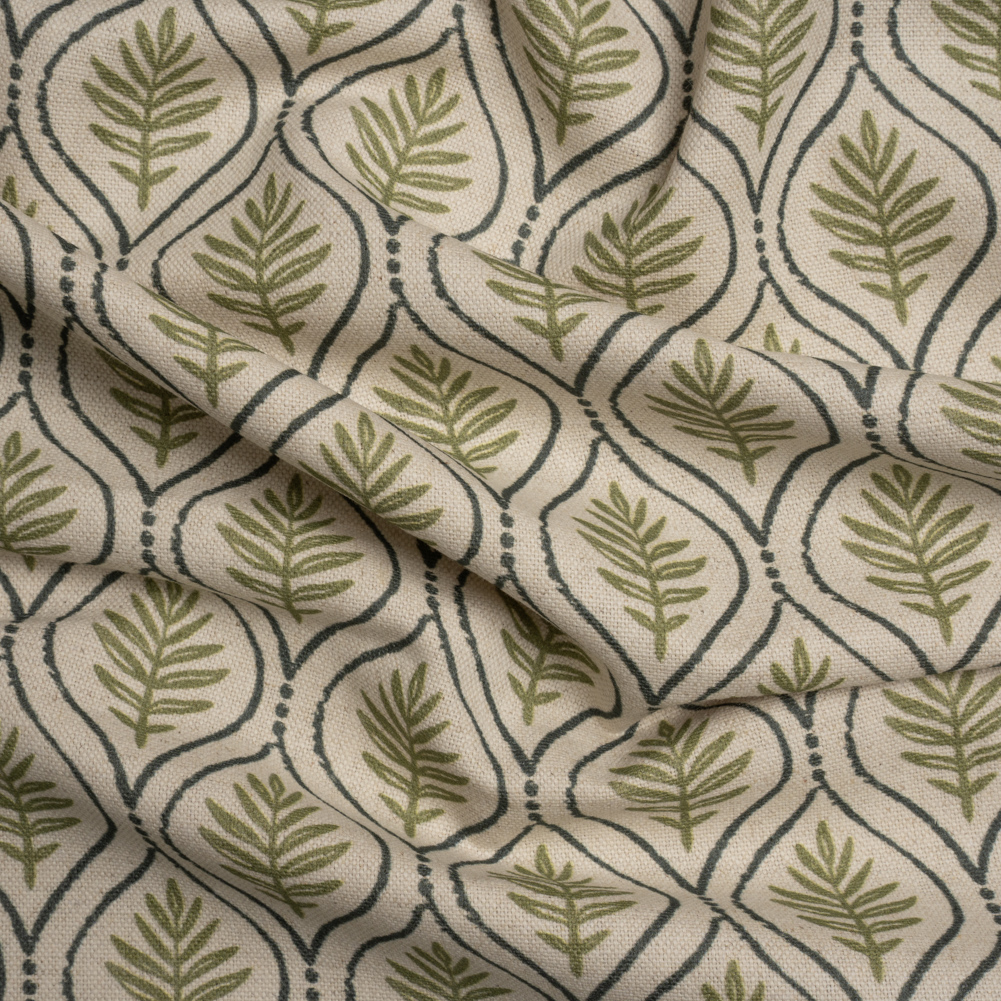 Cotton and Linen Canvas Print – Olive Leaf Motif – British Imported Cotton and Linen Canvas Print – Olive Leaf Motif – British Imported