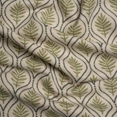 Cotton and Linen Canvas Print – Olive Leaf Motif – British Imported Cotton and Linen Canvas Print – Olive Leaf Motif – British Imported