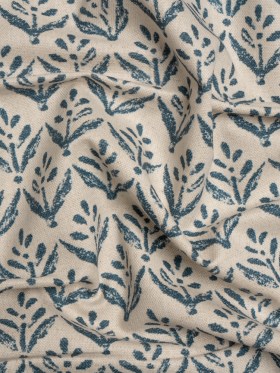 Cotton and Linen Canvas Print – Midnight Simple Flowers – British Imported Cotton and Linen Canvas Print – Midnight Simple Flowers – British Imported