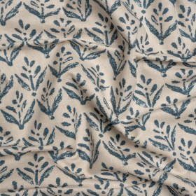 Cotton and Linen Canvas Print – Midnight Simple Flowers – British Imported Cotton and Linen Canvas Print – Midnight Simple Flowers – British Imported