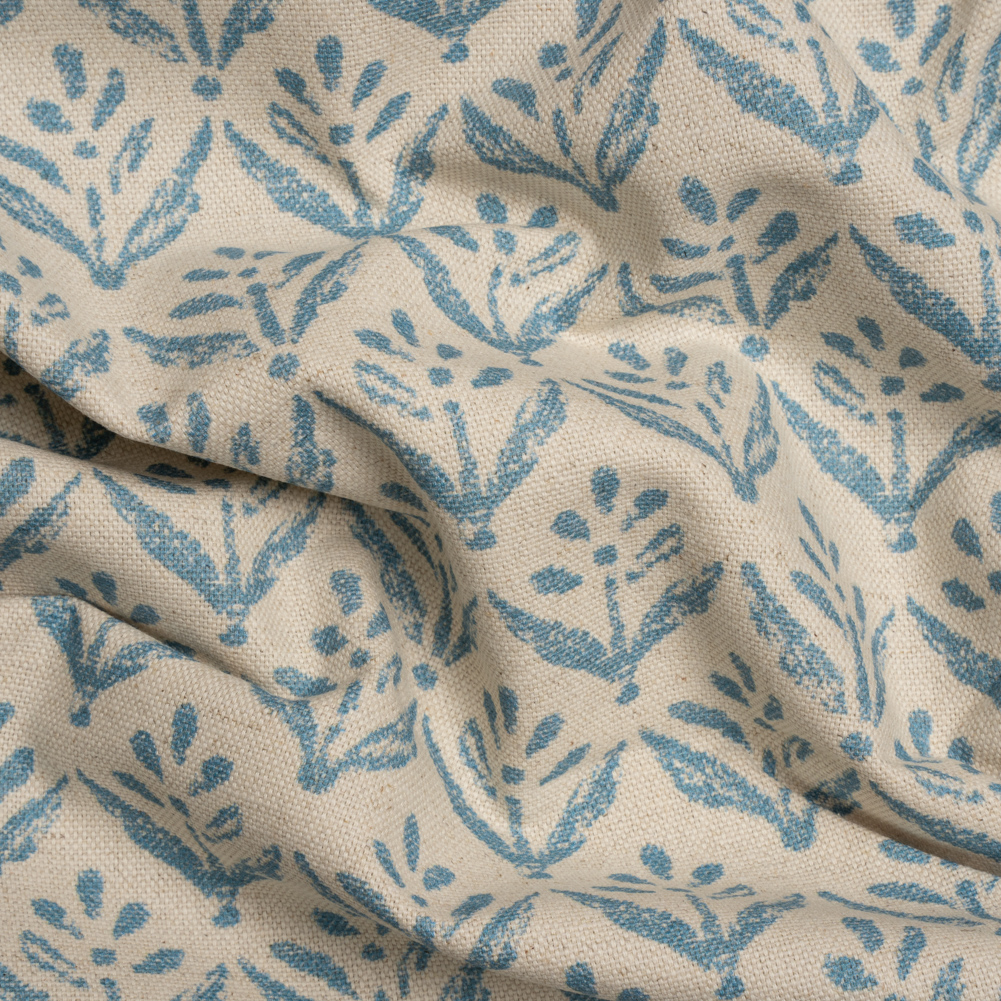 Cotton and Linen Canvas Print – Ocean Simple Flowers – British Imported Cotton and Linen Canvas Print – Ocean Simple Flowers – British Imported