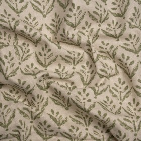 Cotton and Linen Canvas Print – Olive Simple Flowers – British Imported Cotton and Linen Canvas Print – Olive Simple Flowers – British Imported