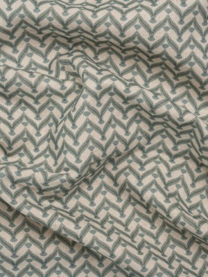 Cotton and Linen Canvas Print – Aegean Leafy Chevrons – British Imported Cotton and Linen Canvas Print – Aegean Leafy Chevrons – British Imported