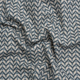 Cotton and Linen Canvas Print – Indigo Leafy Chevrons – British Imported Cotton and Linen Canvas Print – Indigo Leafy Chevrons – British Imported