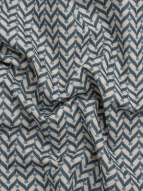 Cotton and Linen Canvas Print – Indigo Leafy Chevrons – British Imported Cotton and Linen Canvas Print – Indigo Leafy Chevrons – British Imported