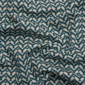 Cotton and Linen Canvas Print – Ocean Leafy Chevrons – British Imported Cotton and Linen Canvas Print – Ocean Leafy Chevrons – British Imported