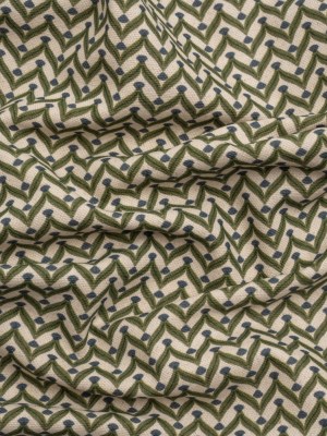 Cotton and Linen Canvas Print – Olive Leafy Chevrons – British Imported Cotton and Linen Canvas Print – Olive Leafy Chevrons – British Imported