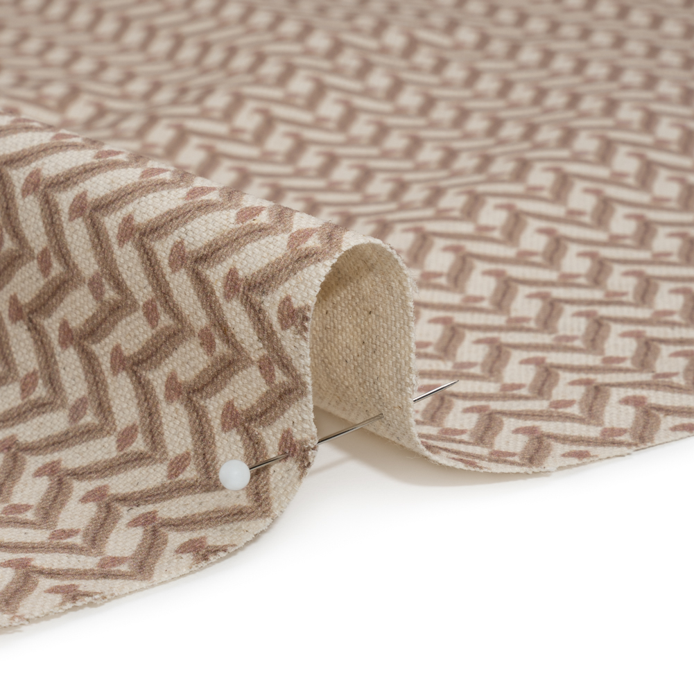 Cotton and Linen Canvas Print – Rose Leafy Chevrons – British Imported Cotton and Linen Canvas Print – Rose Leafy Chevrons – British Imported