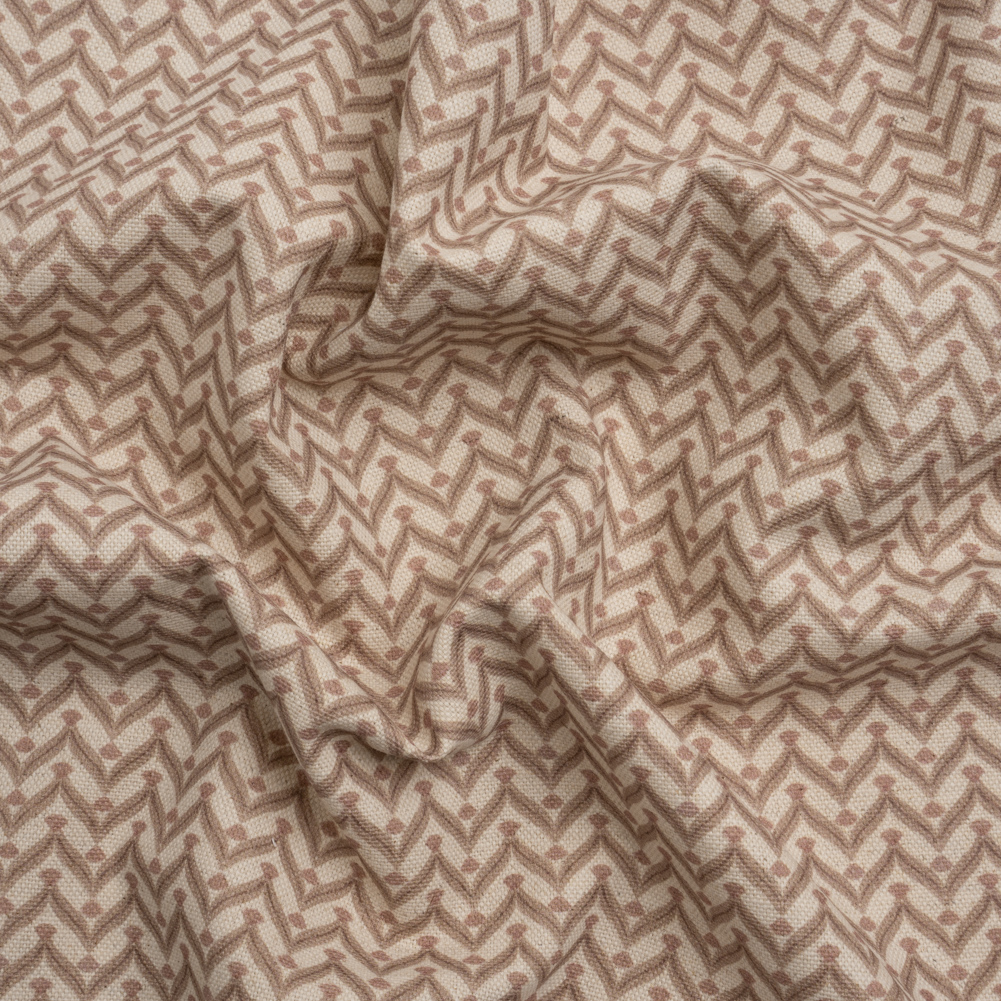 Cotton and Linen Canvas Print – Rose Leafy Chevrons – British Imported Cotton and Linen Canvas Print – Rose Leafy Chevrons – British Imported