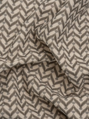 Cotton and Linen Canvas Print – Smoke Leafy Chevrons – British Imported Cotton and Linen Canvas Print – Smoke Leafy Chevrons – British Imported