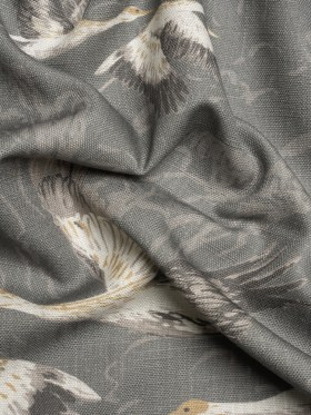 Viscose and Linen Drapery Woven Print – Steel Cranes in the Clouds – British Imported Viscose and Linen Drapery Woven Print – Steel Cranes in the Clouds – British Imported