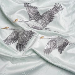 Embroidered Cotton and Polyester Drapery Jacquard – Duckegg Cranes in the Clouds – British Imported Embroidered Cotton and Polyester Drapery Jacquard – Duckegg Cranes in the Clouds – British Imported